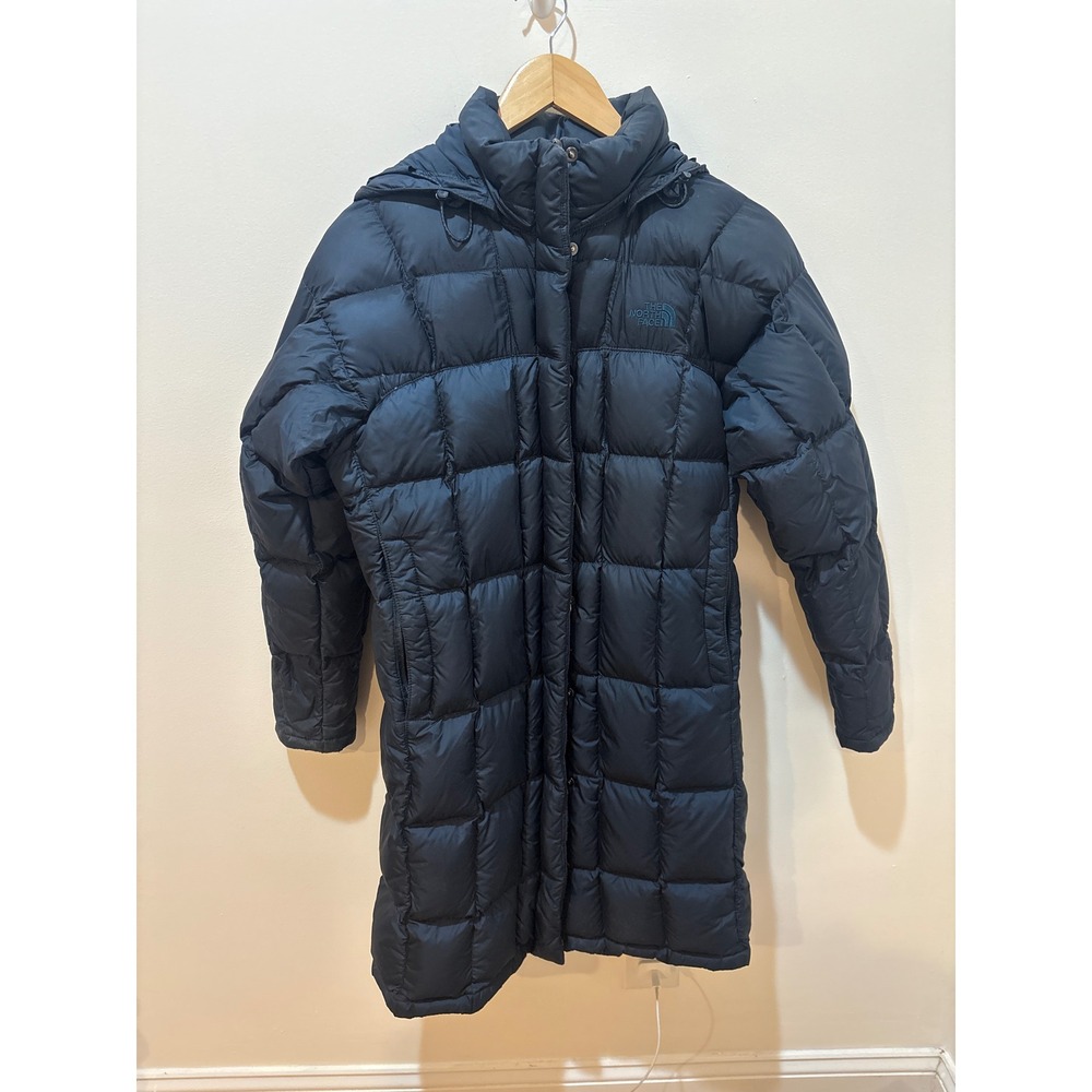 The North Face Womens Metropolis Parka 600 Down Navy Blue Puffer Coat Hooded M